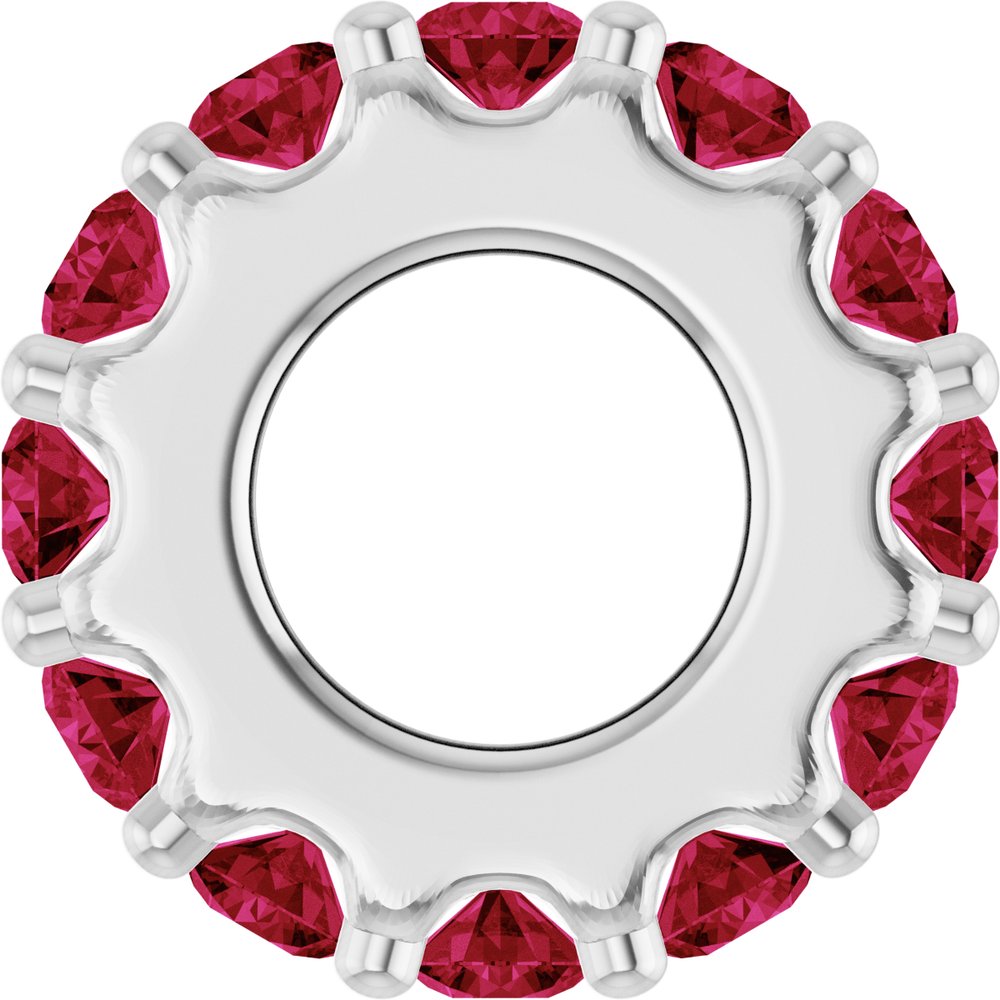 Sterling Silver Lab-Grown Ruby Spacer Charm/Pendant