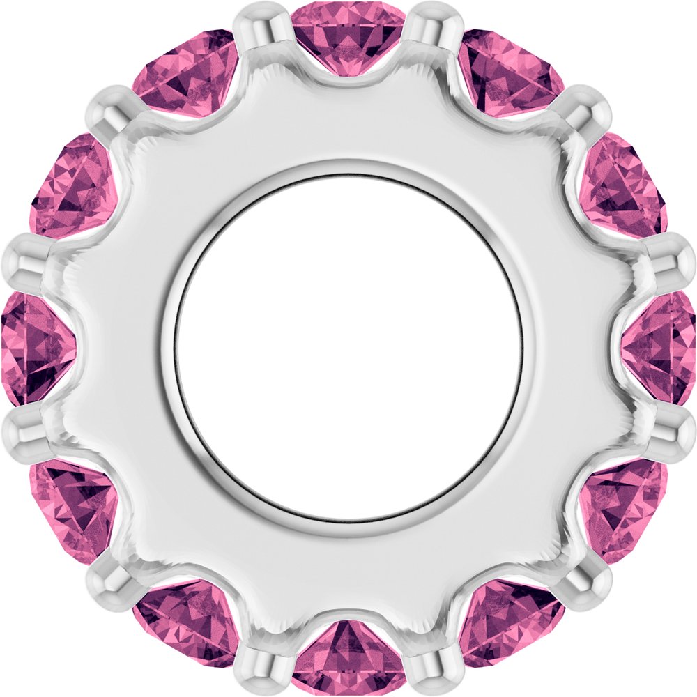 14K White Gold Natural Pink Tourmaline Spacer Charm/Pendant