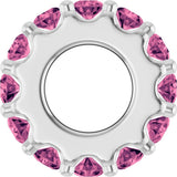 14K White Gold Natural Pink Tourmaline Spacer Charm/Pendant