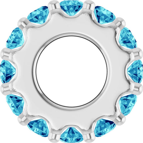 14K White Gold Natural Blue Zircon Spacer Charm/Pendant