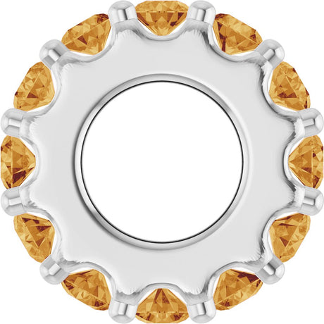 14K White Gold Natural Citrine Spacer Charm/Pendant