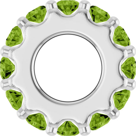 14K White Gold Natural Peridot Spacer Charm/Pendant