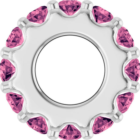 14K White Gold Natural Pink Tourmaline Spacer Charm/Pendant