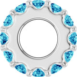 Sterling Silver Natural Blue Zircon Spacer Charm/Pendant