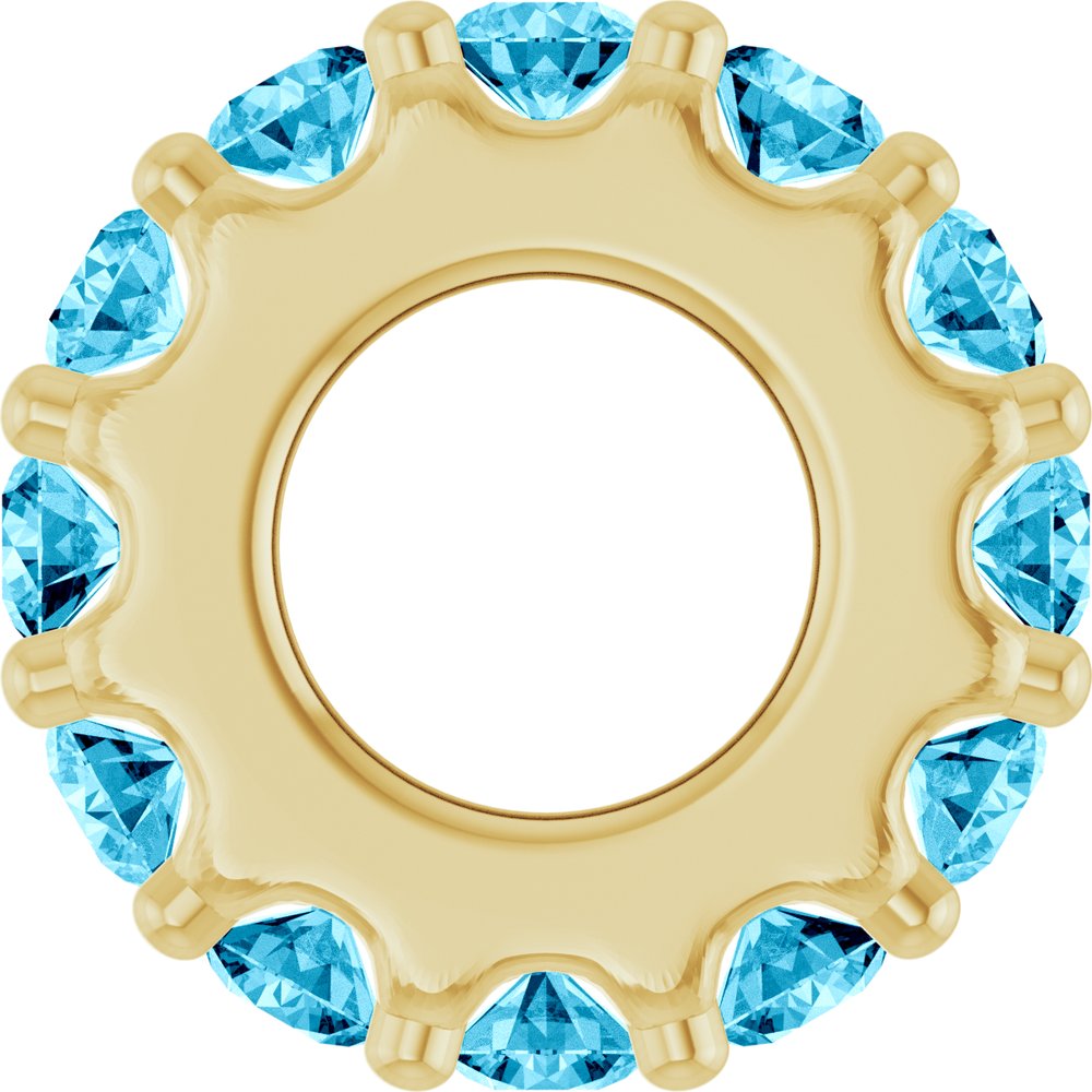 18K Yellow Gold-Plated Sterling Silver Natural Aquamarine Spacer Charm/Pendant