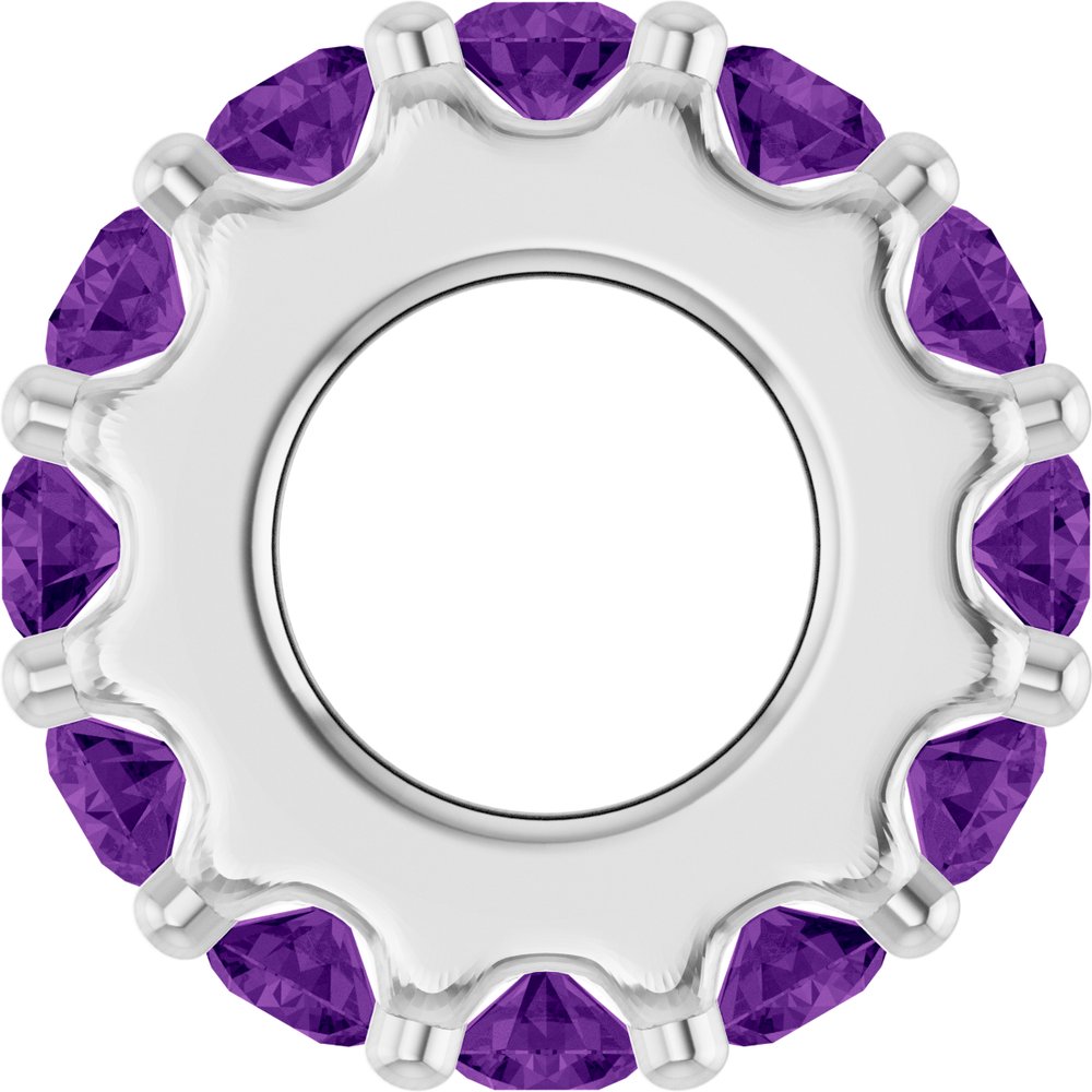 14K White Gold Natural Amethyst Spacer Charm/Pendant