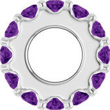 14K White Gold Natural Amethyst Spacer Charm/Pendant