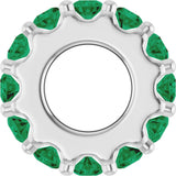 14K White Gold Lab-Grown Emerald Spacer Charm/Pendant