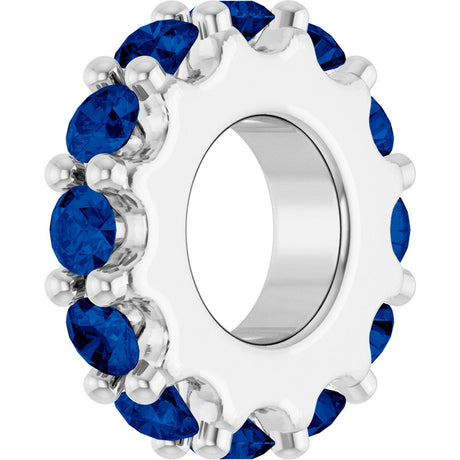 14K White Gold Lab-Grown Blue Sapphire Spacer Charm/Pendant