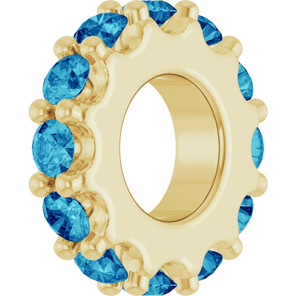 18K Yellow Gold-Plated Sterling Silver Natural Blue Zircon Spacer Charm/Pendant
