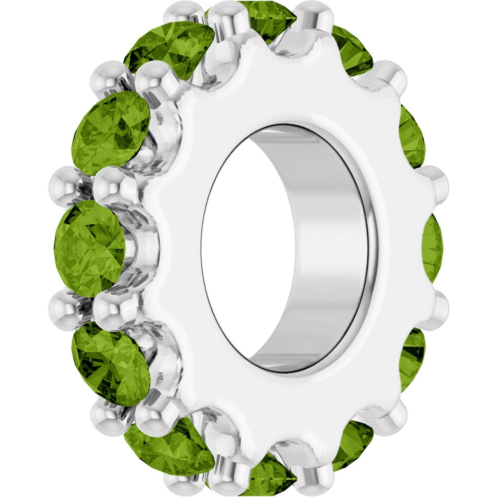 14K White Gold Natural Peridot Spacer Charm/Pendant