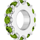 14K White Gold Natural Peridot Spacer Charm/Pendant