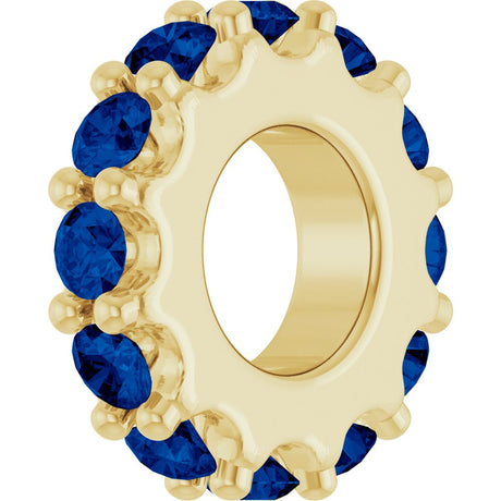 18K Yellow Gold-Plated Sterling Silver Lab-Grown Blue Sapphire Spacer Charm/Pendant