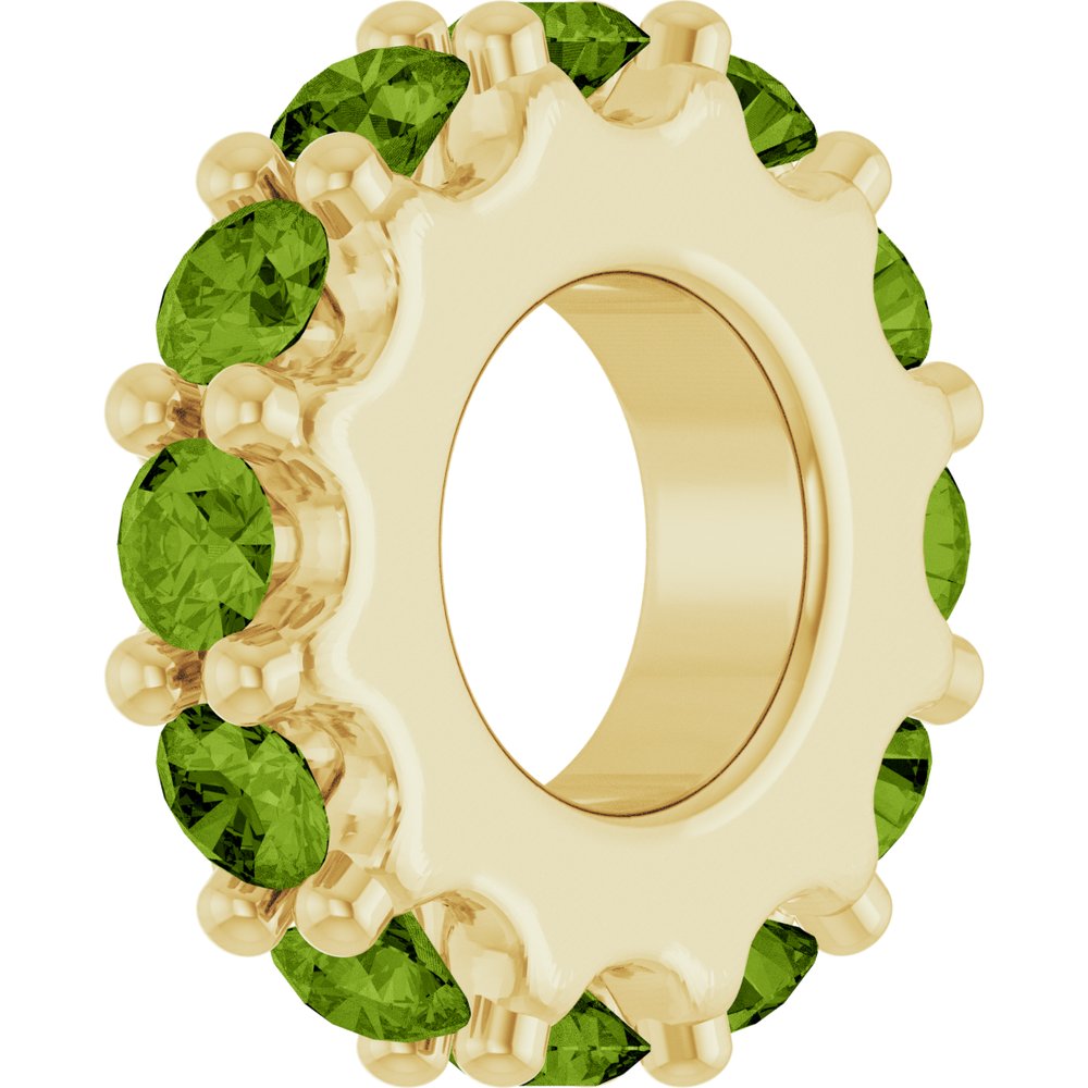 18K Yellow Gold-Plated Sterling Silver Natural Peridot Spacer Charm/Pendant