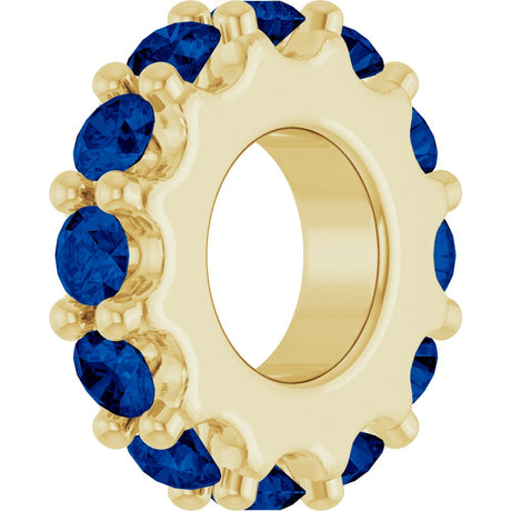 14K Yellow Gold Lab-Grown Blue Sapphire Spacer Charm/Pendant