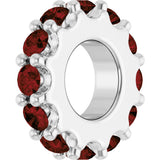 14K White Gold Natural Mozambique Garnet Spacer Charm/Pendant