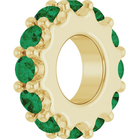 14K Yellow Gold Lab-Grown Emerald Spacer Charm/Pendant