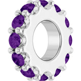 Sterling Silver Natural Amethyst Spacer Charm/Pendant
