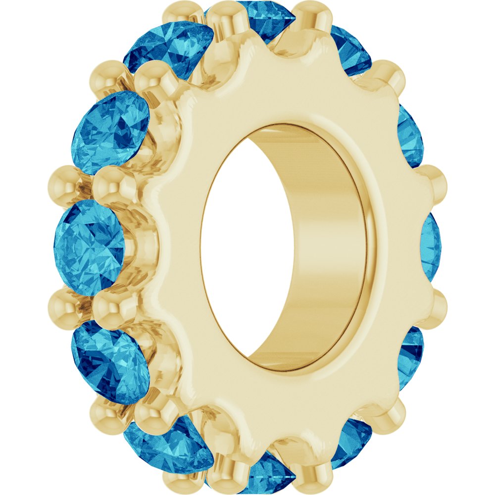 14K Yellow Gold Natural Blue Zircon Spacer Charm/Pendant