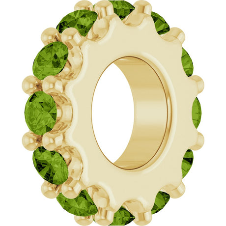 14K Yellow Gold Natural Peridot Spacer Charm/Pendant