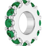 14K White Gold Lab-Grown Emerald Spacer Charm/Pendant