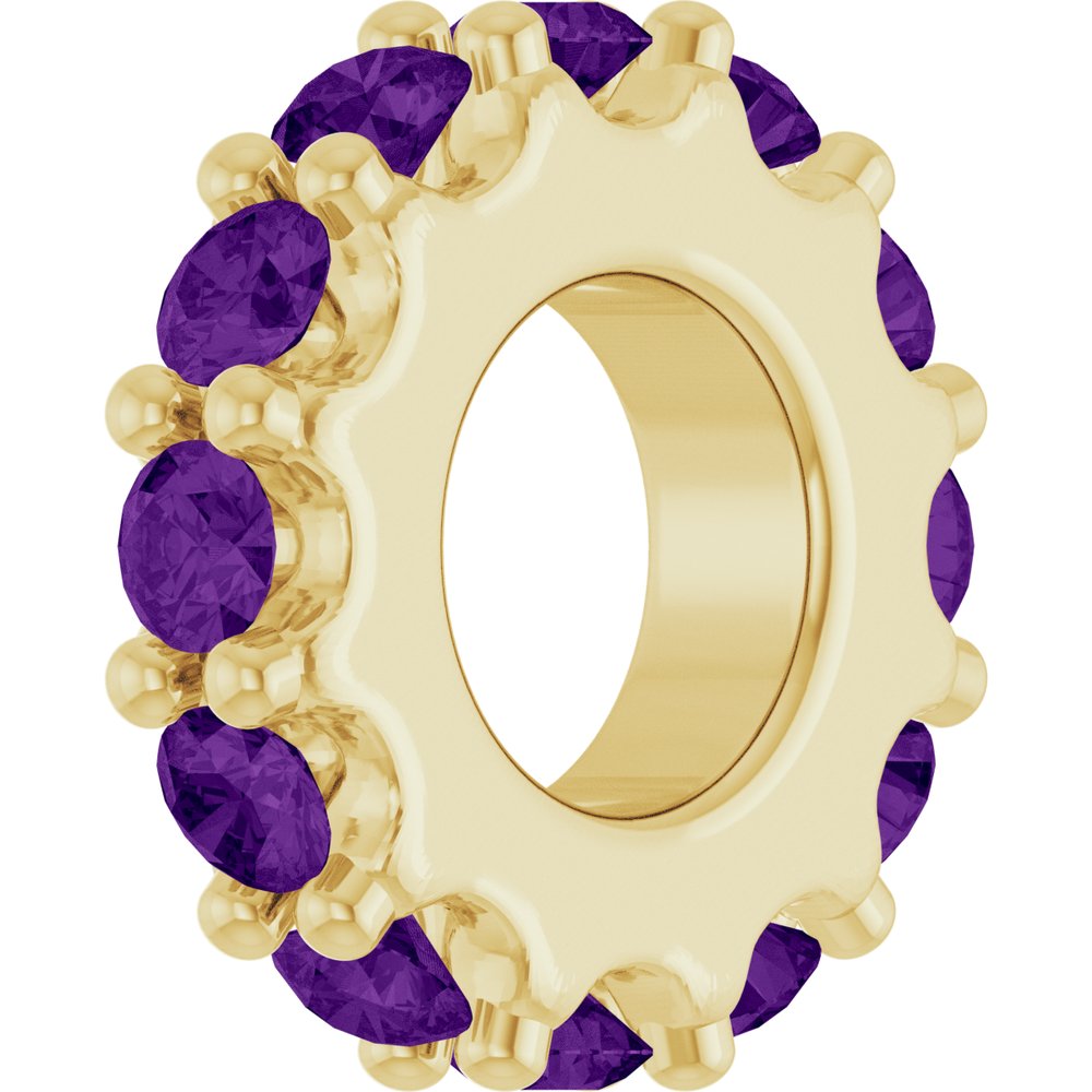 18K Yellow Gold-Plated Sterling Silver Natural Amethyst Spacer Charm/Pendant