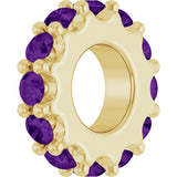 18K Yellow Gold-Plated Sterling Silver Natural Amethyst Spacer Charm/Pendant