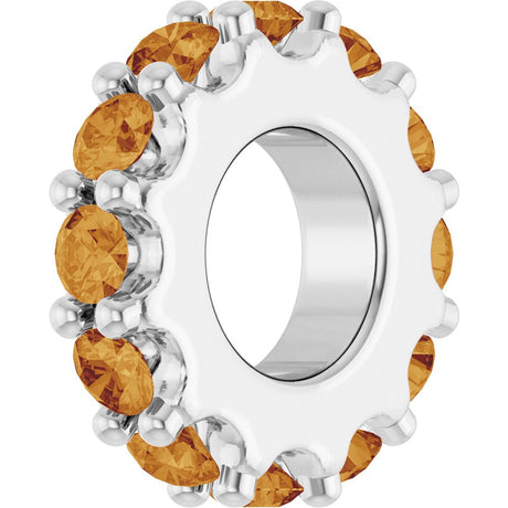 14K White Gold Natural Citrine Spacer Charm/Pendant