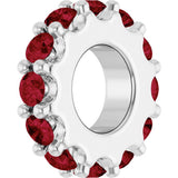 Sterling Silver Lab-Grown Ruby Spacer Charm/Pendant