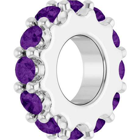 14K White Gold Natural Amethyst Spacer Charm/Pendant