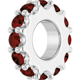 14K White Gold Natural Mozambique Garnet Spacer Charm/Pendant