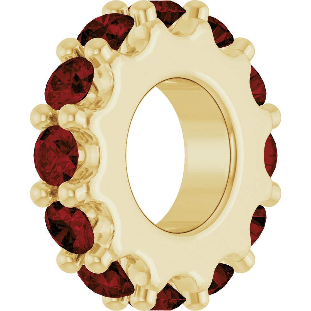 14K Yellow Gold Natural Mozambique Garnet Spacer Charm/Pendant