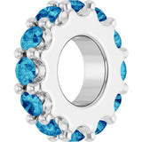 14K White Gold Natural Blue Zircon Spacer Charm/Pendant