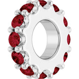 14K White Gold Lab-Grown Ruby Spacer Charm/Pendant