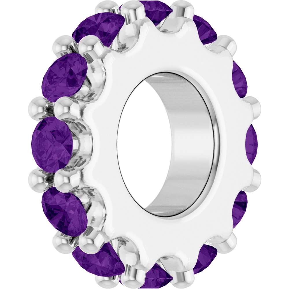 14K White Gold Natural Amethyst Spacer Charm/Pendant