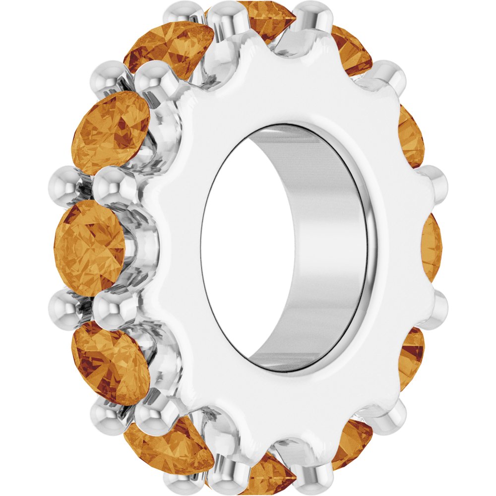 14K White Gold Natural Citrine Spacer Charm/Pendant
