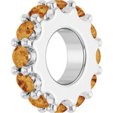 14K White Gold Natural Citrine Spacer Charm/Pendant