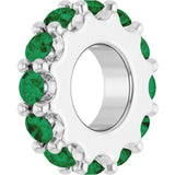 Sterling Silver Lab-Grown Emerald Spacer Charm/Pendant
