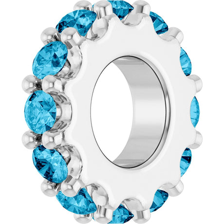 Sterling Silver Natural Aquamarine Spacer Charm/Pendant