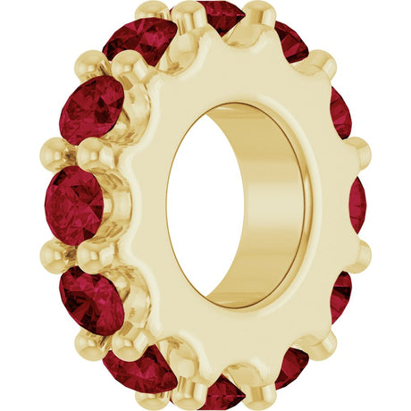 18K Yellow Gold-Plated Sterling Silver Lab-Grown Ruby Spacer Charm/Pendant