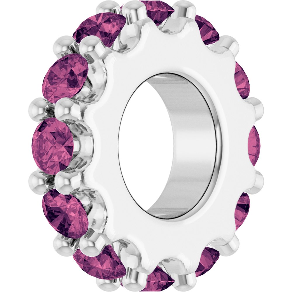 14K White Gold Natural Pink Tourmaline Spacer Charm/Pendant