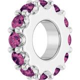 14K White Gold Natural Pink Tourmaline Spacer Charm/Pendant