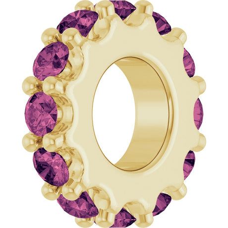 14K Yellow Gold Natural Pink Tourmaline Spacer Charm/Pendant