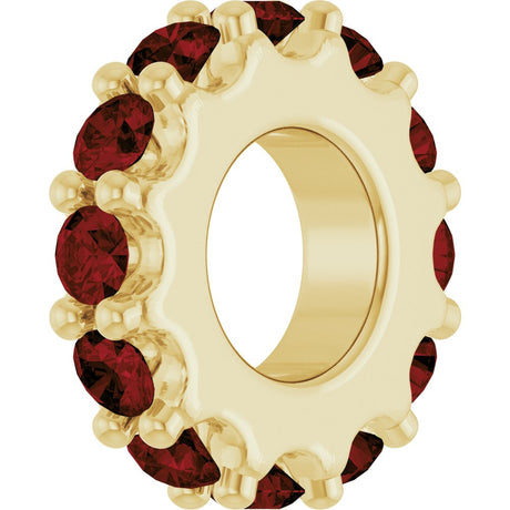 18K Yellow Gold-Plated Sterling Silver Natural Mozambique Garnet Spacer Charm/Pendant