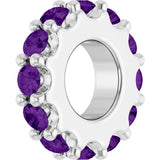 14K White Gold Natural Amethyst Spacer Charm/Pendant