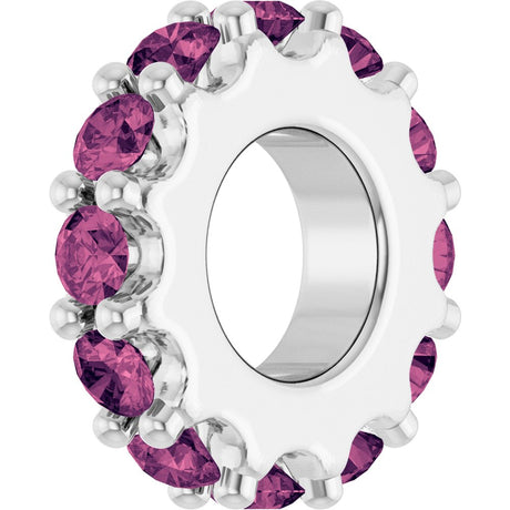 14K White Gold Natural Pink Tourmaline Spacer Charm/Pendant