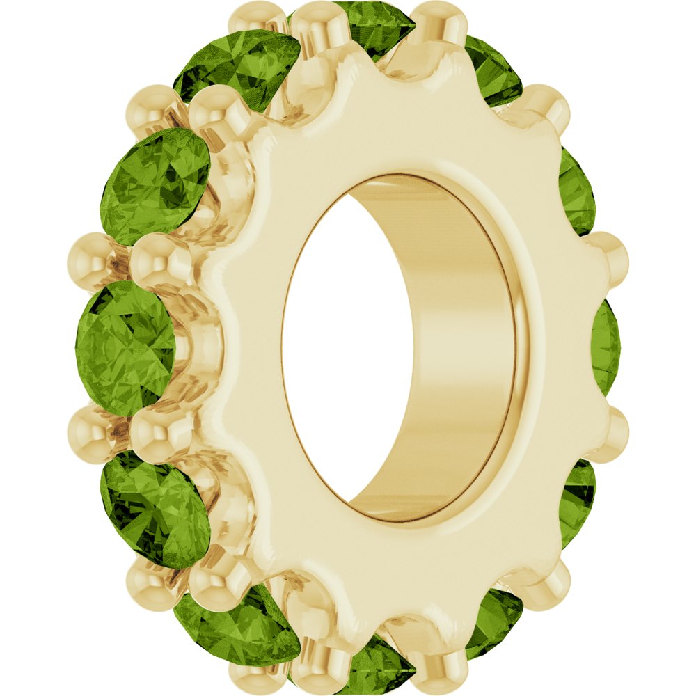 14K Yellow Gold Natural Peridot Spacer Charm/Pendant
