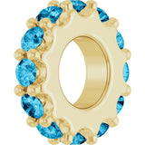 18K Yellow Gold-Plated Sterling Silver Natural Aquamarine Spacer Charm/Pendant