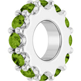 Sterling Silver Natural Peridot Spacer Charm/Pendant