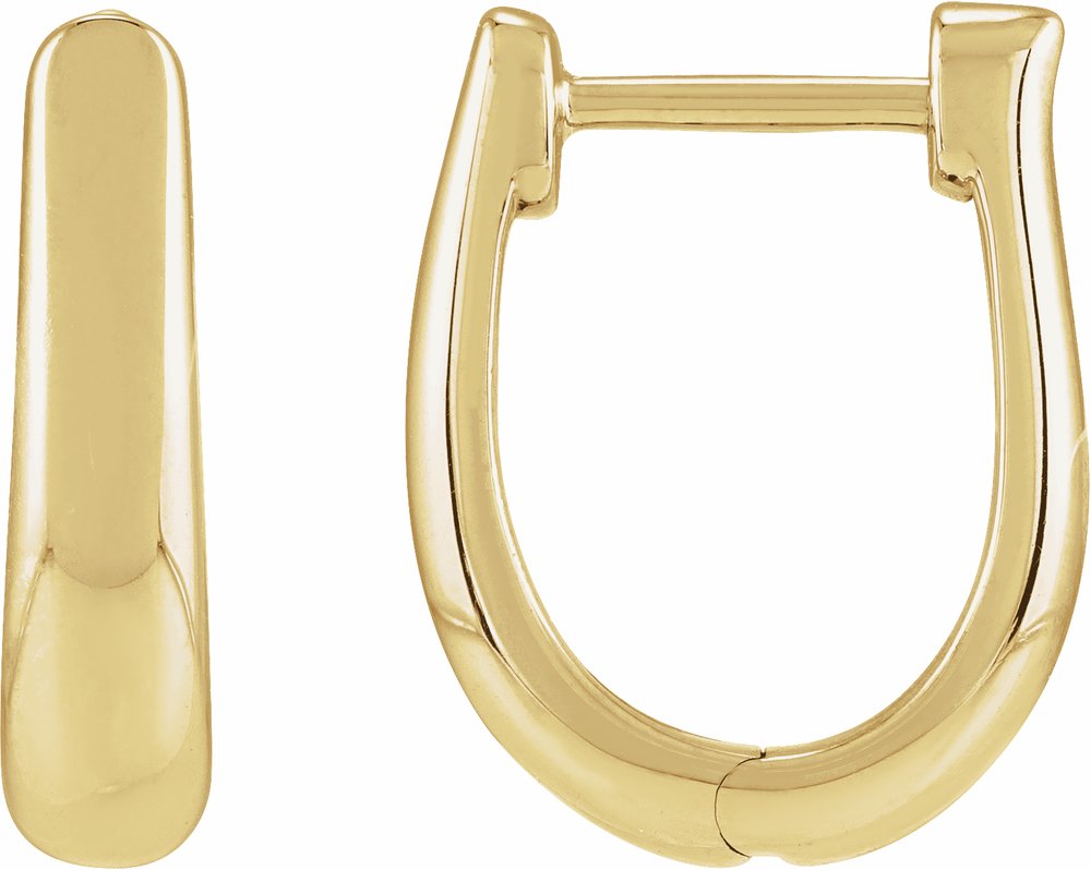 14K Yellow Gold Hinged 15 mm Hoop Earrings